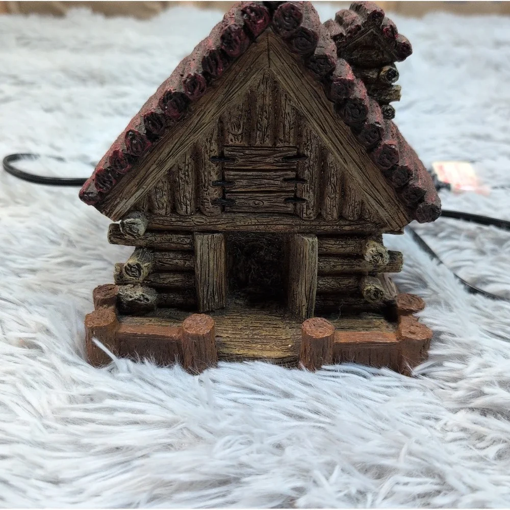LOG CABIN Lake House Deer Shack hunting Fishing Resin Table Lamp Home Decor